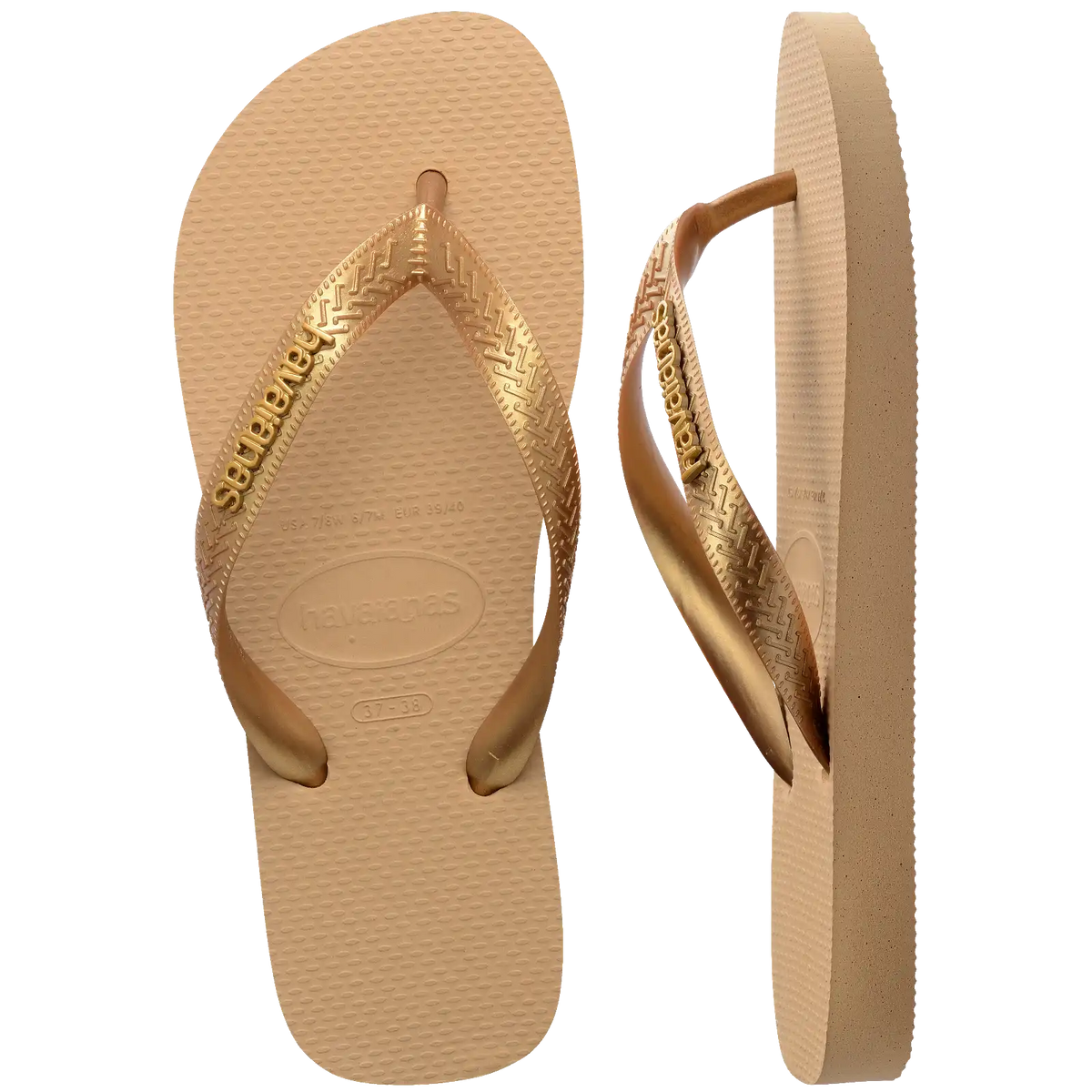 Women's Top Logo Metallic Flip Flops
