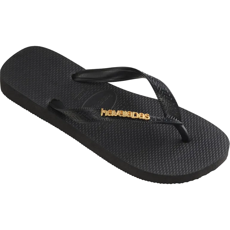 Women's Top Logo Metallic Flip Flops