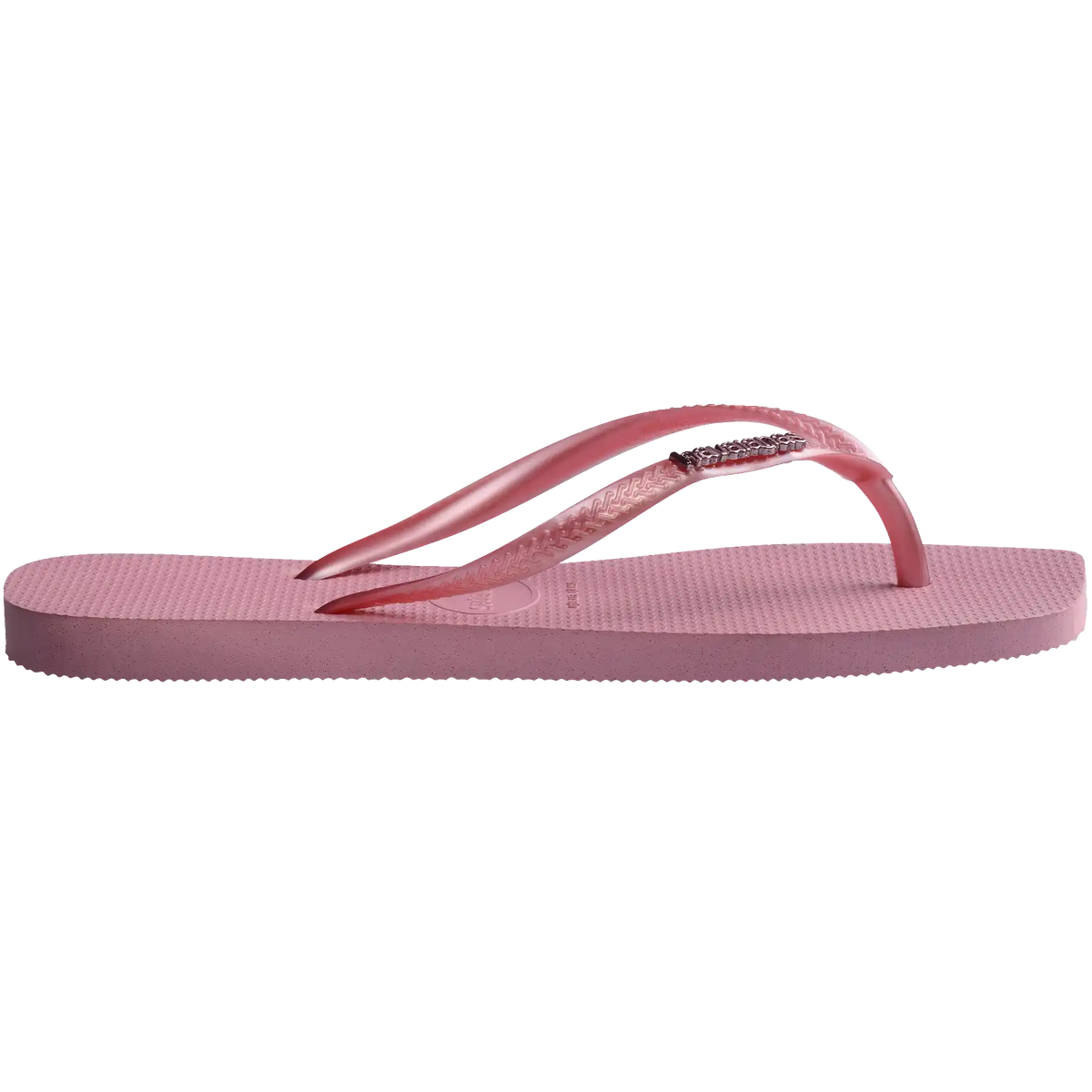Women's Slim Square Logo Metallic Flip Flops