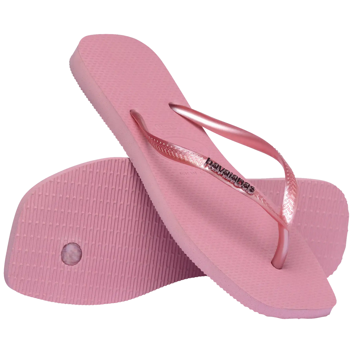 Women's Slim Square Logo Metallic Flip Flops