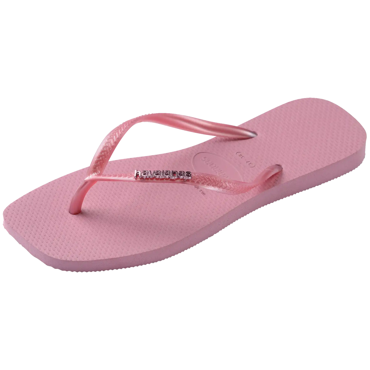 Women's Slim Square Logo Metallic Flip Flops